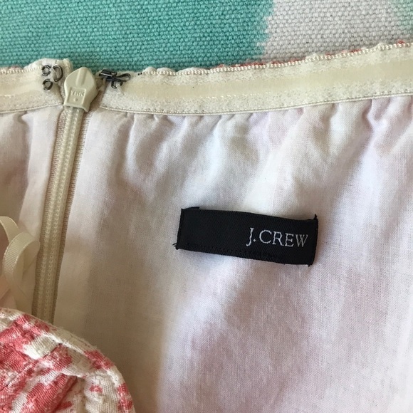 J. Crew Floral Print Textured Linen Cotton Blend Strapless Dress - Picture 7 of 8
